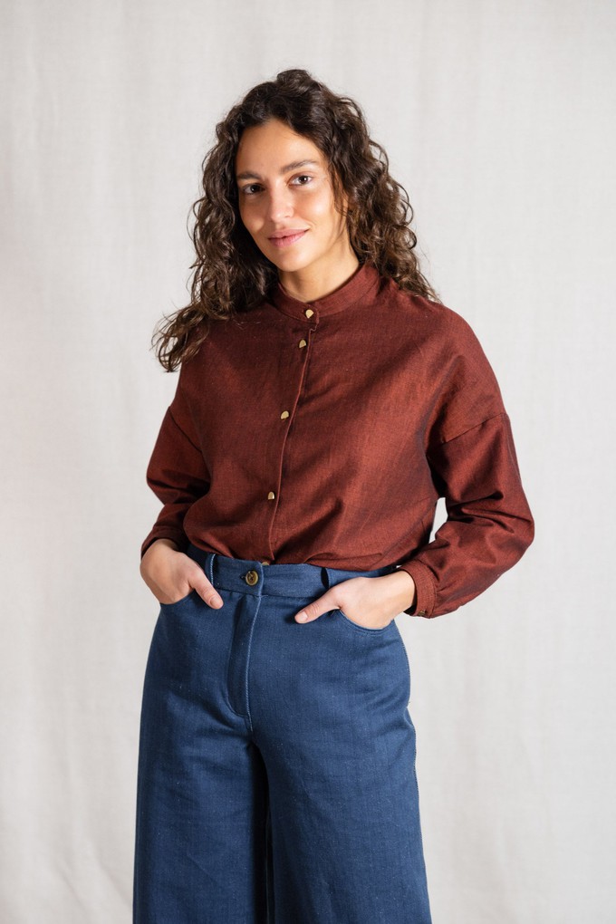 Organic cotton blouse Hawali Rum-Raisin from Jyoti - Fair Works