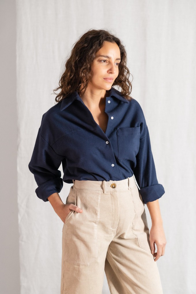 Organic cotton flannel shirt Aasha gray-blue from Jyoti - Fair Works