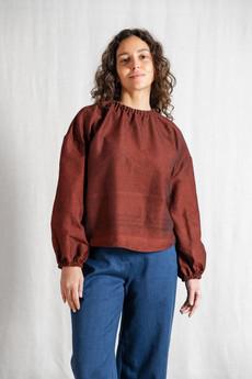Organic cotton blouse Chaand Rum-Raisin via Jyoti - Fair Works