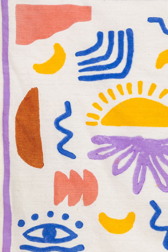 Organic Cotton Wall Hanging Aankh Block Print Colorful from Jyoti - Fair Works