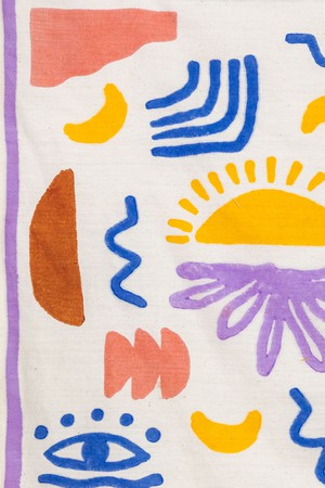 Organic Cotton Wall Hanging Aankh Block Print Colorful from Jyoti - Fair Works