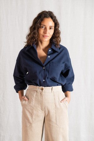 Organic cotton flannel shirt Aasha gray-blue from Jyoti - Fair Works