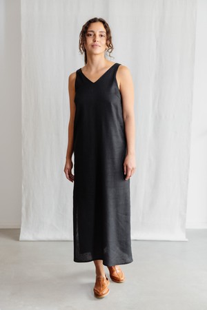 Hemp/Tencel Midi Dress Arohi Black from Jyoti - Fair Works