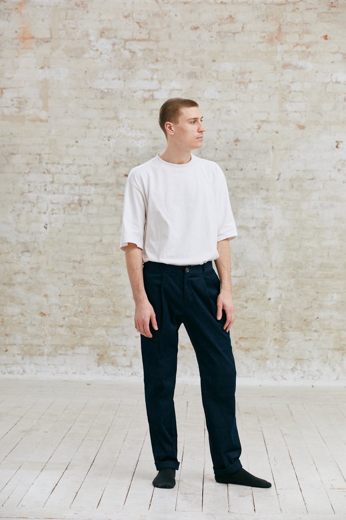 Organic cotton corduroy trousers Sameer night blue from Jyoti - Fair Works
