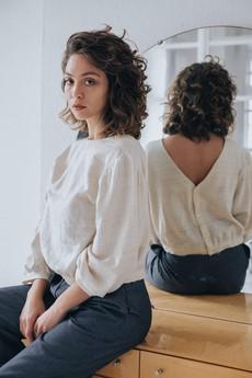 Peace-Silk blouse Sahay cream white via Jyoti - Fair Works