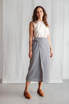 Organic cotton wrap skirt Tanvi checked via Jyoti - Fair Works