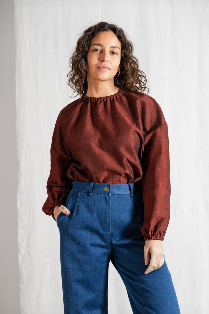 Organic cotton blouse Chaand Rum-Raisin from Jyoti - Fair Works