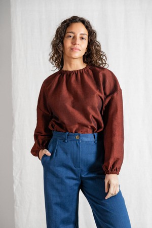 Organic cotton blouse Chaand Rum-Raisin from Jyoti - Fair Works