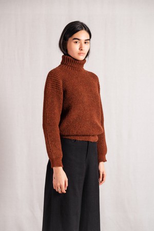 Baby-Alpaka Turtleneck Strickpullover Sabeti Kastanie from Jyoti - Fair Works