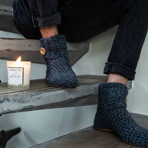 Charcoal Bamboo Wool Bootie Slippers from Kingdom of Wow!