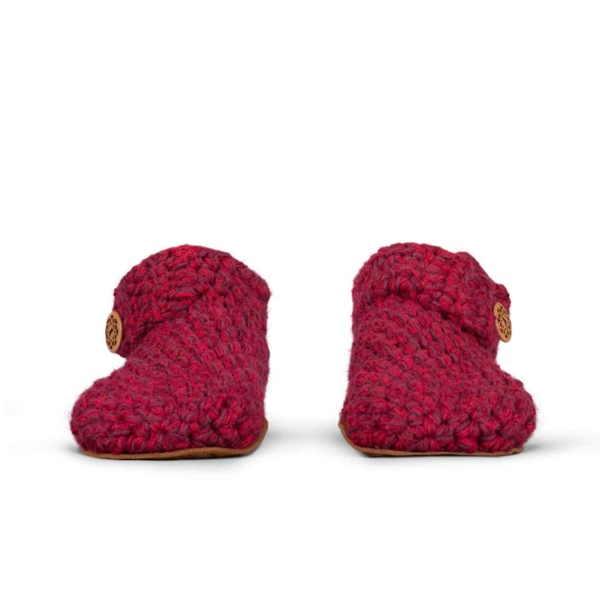 Wine Bamboo Wool Ankle Booties from Kingdom of Wow!