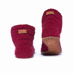 Wine Bamboo Wool Bootie Slippers from Kingdom of Wow!