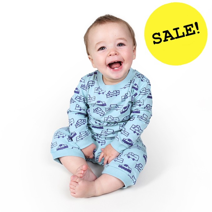 CARS Baby Pyjama Light Blue from Kipepeo-Clothing