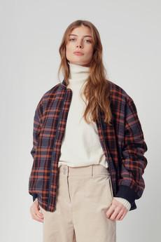 MISTY - Organic Cotton Bomber Tobacco Check van KOMODO