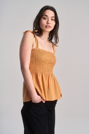 GAIA - Organic Cotton Seersucker Vest - Orange from KOMODO
