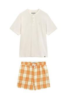 JIM JAM - Men's Organic Cotton Pyjama Shorts Set Orange via KOMODO