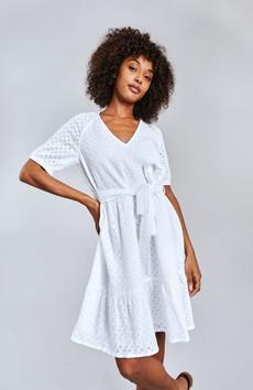 LILIA - Organic Cotton Broiderie Dress White via KOMODO