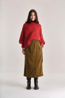 SANTO Organic Cotton Cord Skirt - Olive via KOMODO