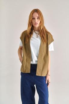 GEORGIE Organic Cotton Gilet - Olive via KOMODO