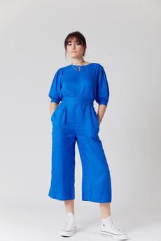 FAYE Organic Linen Jumpsuit Blue van KOMODO
