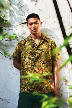 SPINDRIFT - Organic Cotton Shirt Tropical Print Green via KOMODO