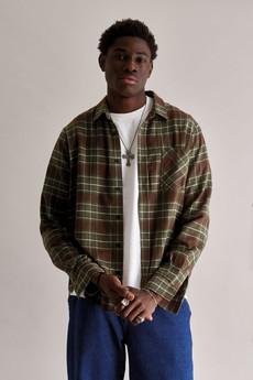 SANTI Organic Cotton Flannel Shirt - Green via KOMODO