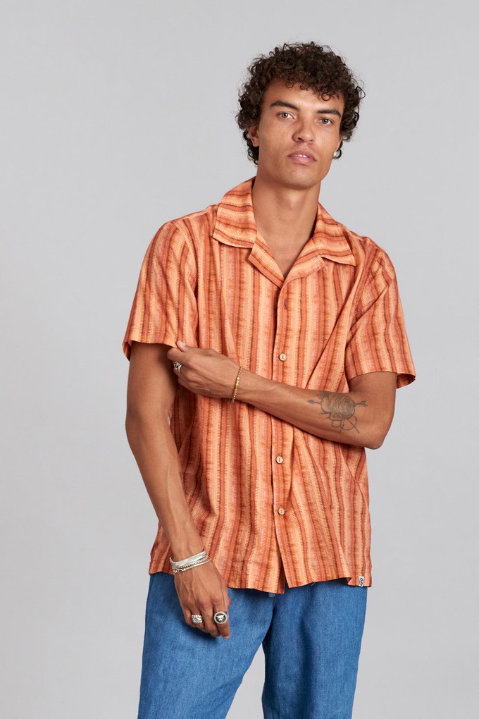 SPINDRIFT - Organic Cotton Shirt Weave Stripe Peach from KOMODO