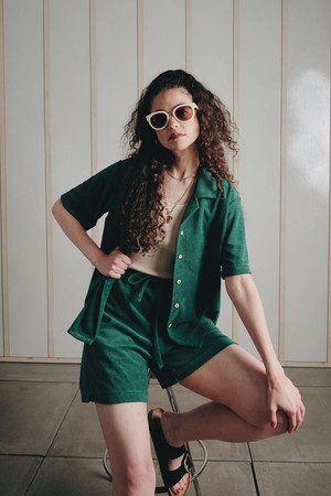 OCEAN - Organic Cotton Blend Terry Towelling Shirt - Jungle Green from KOMODO