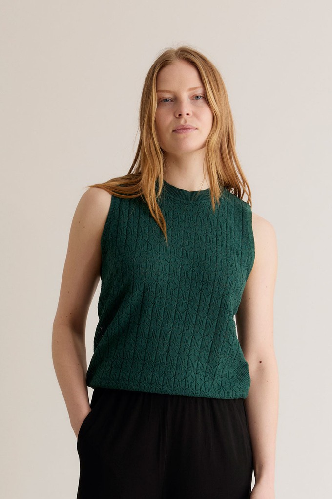 MILA - Organic Cotton Pointelle Knit Vest Dark Green from KOMODO