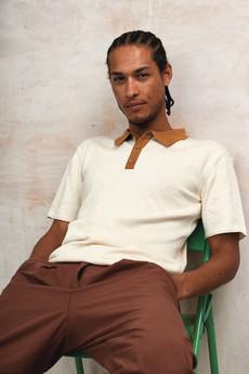 FRANK - Organic Cotton Knit Polo - Sand via KOMODO