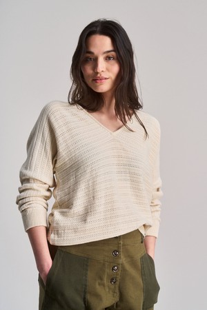 CLOVER - Pointelle Knit Organic Cotton Jumper - Cream from KOMODO