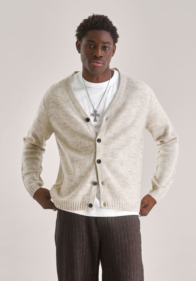 BASTA Lambs Wool Cardigan - Natural from KOMODO