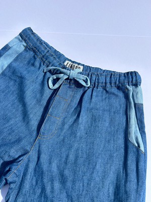 JOSHUA - Linen Trouser Mid Patchwork Blue from KOMODO