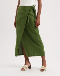 Hanna Linnen Wrap Skirt via Kuyichi