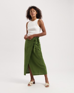 Hanna Linnen Wrap Skirt from Kuyichi