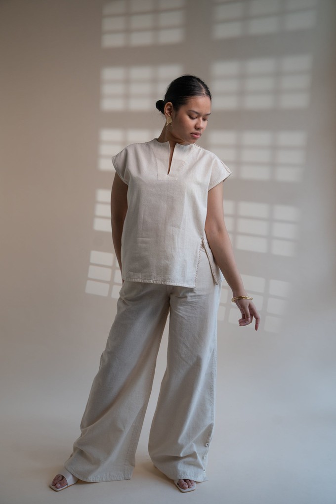 Dawning Raglan Sleeve Blouse & Slit Pants Set from Lafaani