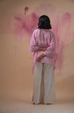 Phosphene Asymmetric Blouse & Kora Side Slit Pants Set from Lafaani