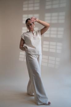 Dawning Raglan Sleeve Blouse & Slit Pants Set via Lafaani
