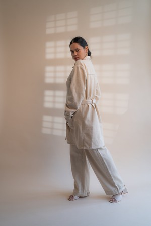 Dawning Denim Dress & Patch Pocket Pants Set from Lafaani