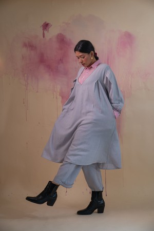 Phosphene Layered Dress & Pants Set - Grey from Lafaani