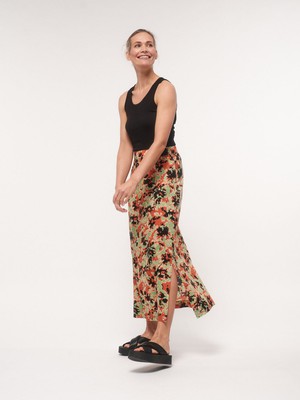 Maxi skirt with slit print Powerful Bloom from LANIUS