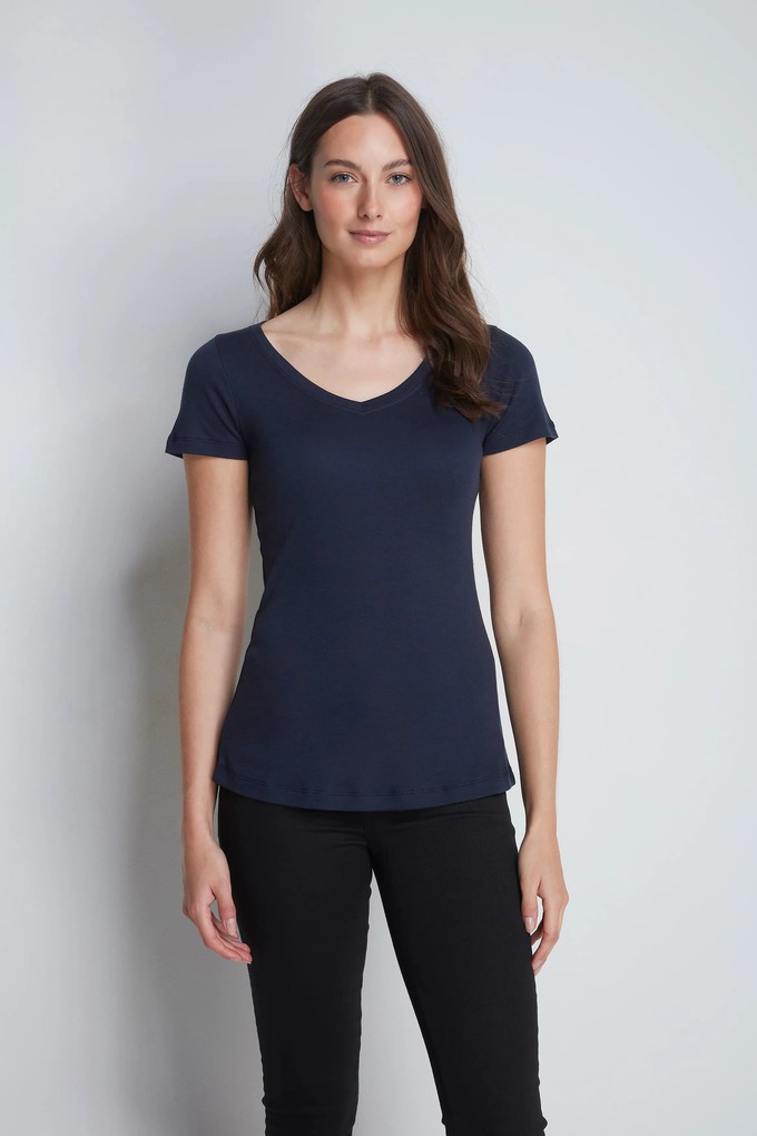 V Neck Cotton Modal Blend T-shirt from Lavender Hill Clothing
