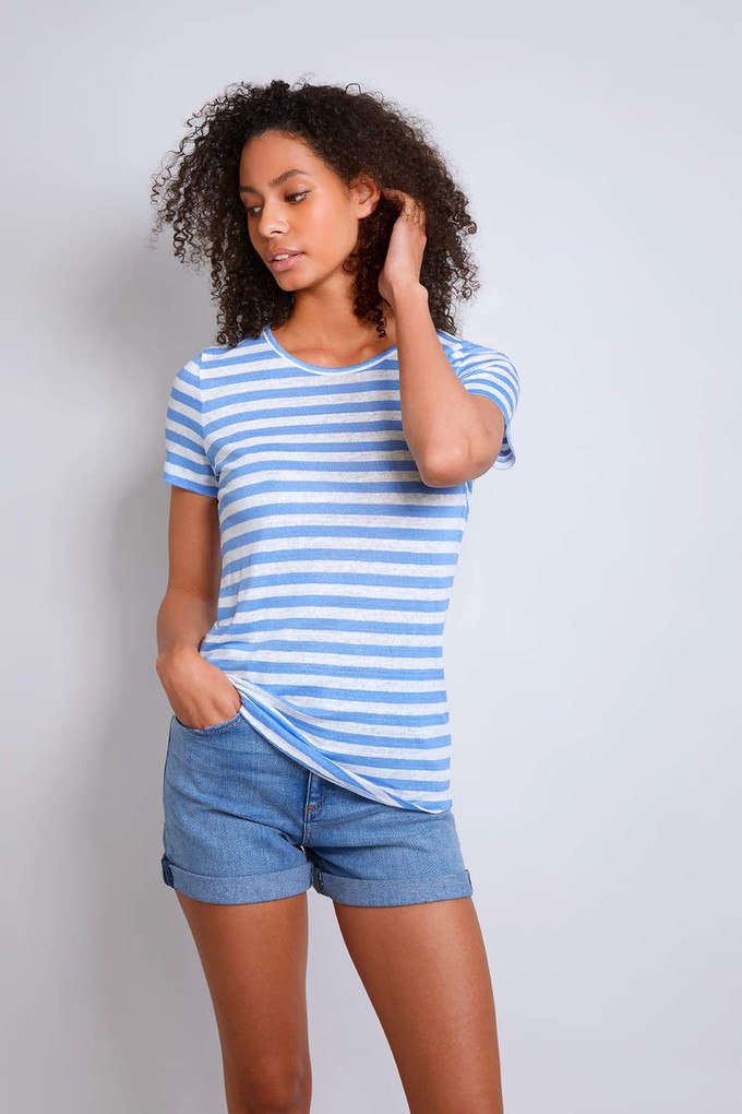 Short Sleeve Striped Linen T-shirt from Lavender Hill Clothing