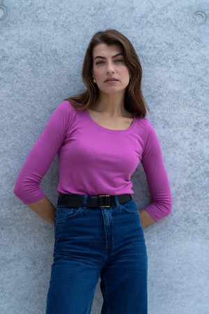 3/4 Sleeve Scoop Neck Cotton Modal Blend T-Shirt from Lavender Hill Clothing