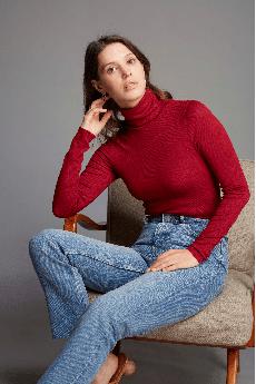 Silk Rib Roll Neck Top via Lavender Hill Clothing