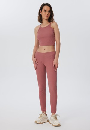 1613-072 | Damen Ripp Leggings - Dunkel Mauve from Leela Cotton