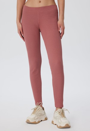 1613-072 | Damen Ripp Leggings - Dunkel Mauve from Leela Cotton