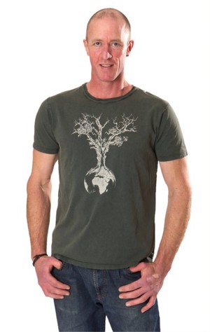 Fairwear Organic Shirt Men Stone Washed Green Weltenbaum from Life-Tree