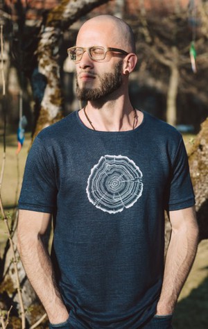 Fairwear Hemp Shirt Deep Blue Men Treeslice from Life-Tree