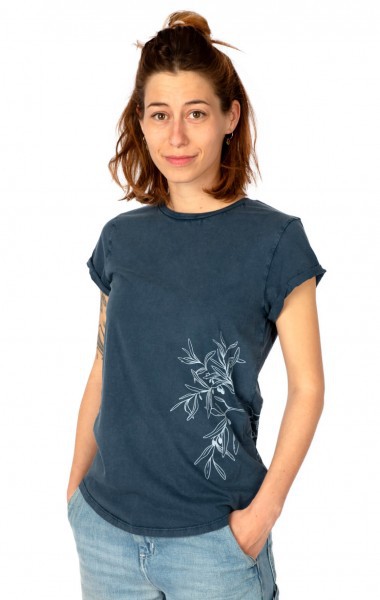 Fairwear Organic Shirt Women Stone Washed Blue Ovile Branch from Life-Tree